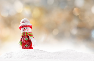 Christmas background with snowman