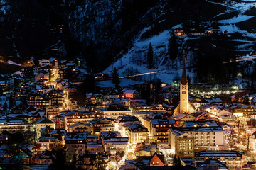 Night view of village in mountains