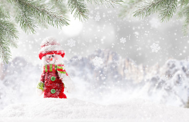 Christmas background with snowman