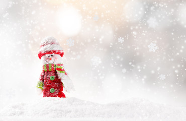 Christmas background with snowman