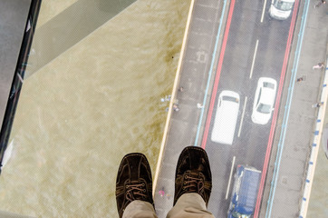 View through the Tower Bridge Glass Floor, London
