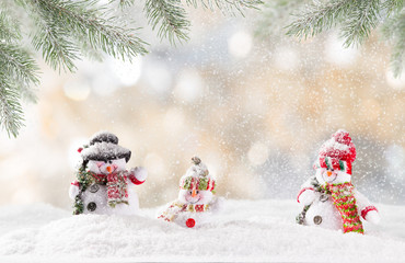 Christmas background with snowman