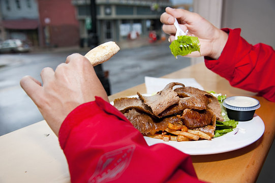 Eating donair - official Halifax's food