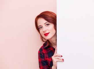 Young woman with white board