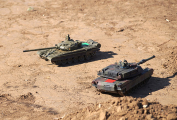 Tank duel on the ground