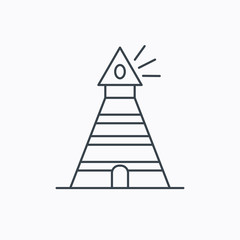 Fototapeta premium Lighthouse icon. Searchlight signal sign.