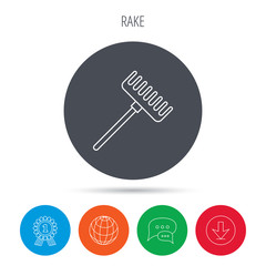 Rake icon. Gardening equipment sign.