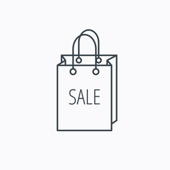 Sale shopping bag icon. Discount handbag sign.