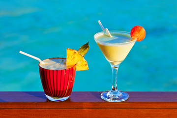 Fruit cocktail on Maldives beach