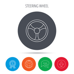 Steering wheel icon. Car drive control sign.