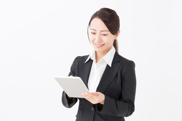 portrait of asian businesswoman on white background