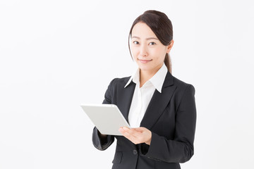 portrait of asian businesswoman on white background