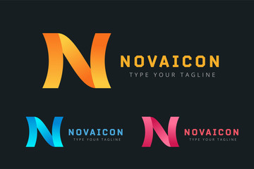 N logo icon template monogram