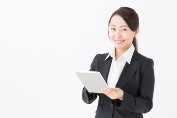 portrait of asian businesswoman on white background