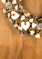 Christmas Wreath Vintage Decoration White Hearts Red Berries