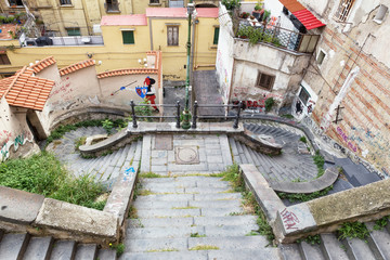 Fototapeta na wymiar NAPLES (Italy) - Corso Vittorio Emanuele, Saint Pasquale stairs