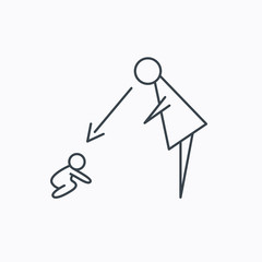 Under nanny supervision icon. Babysitting sign.