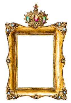 Golden picture frame decorated with gemstones