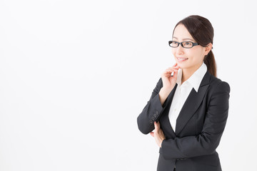portrait of asian businesswoman on white background