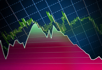 Finance trade data analysis. Computer screen live display. Online live finance business. Stock market quotes. Ticker board blue. Business data shown on computer screen. Stock market. Ticker board.