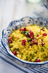 Moroccan salad,couscous and pomegranate