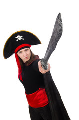 Woman pirate isolated on white