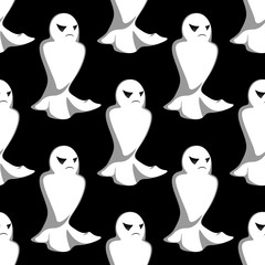 Halloween night ghosts seamless pattern