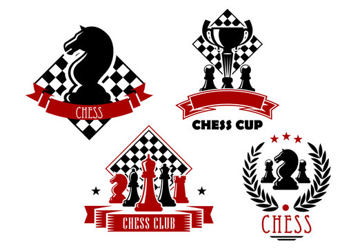 Chess game club and cup icons
