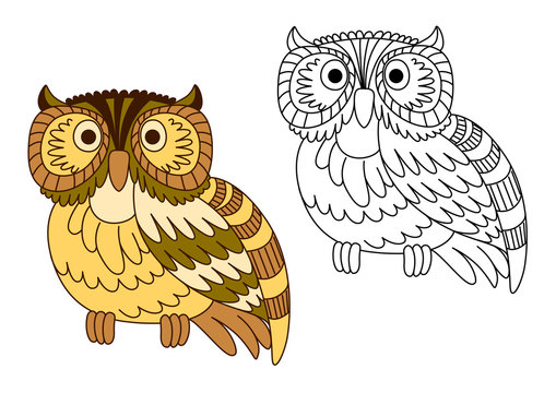 Cartoon brown short eared owl