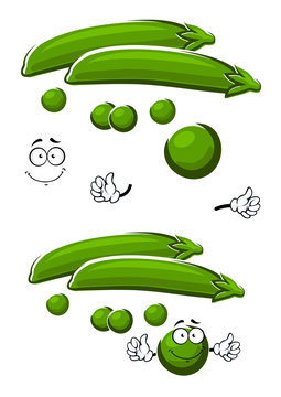 Cartoon sweet green pea vegetable