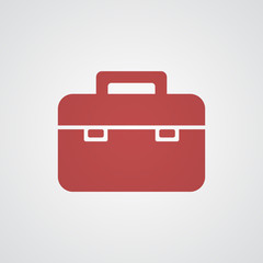 Flat red Briefcase icon
