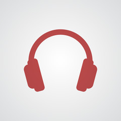 Flat red Headphones icon