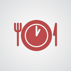 Flat red Lunch Time icon