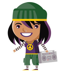 joven chica rapera con grabador