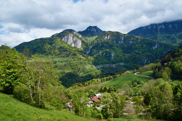Fototapeta na wymiar Mountain landscape in the Alps in the French Savoie.