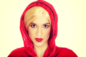 Woman as a Little Red Riding Hood.