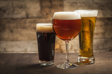 Different glasses of beer