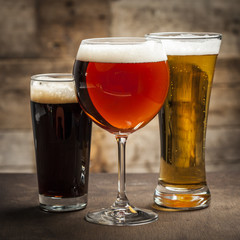 Different glasses of beer