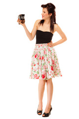 Teen girl with old camera