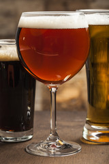 Different glasses of beer