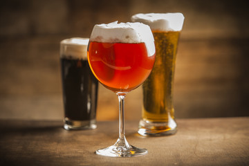 Different glasses of beer