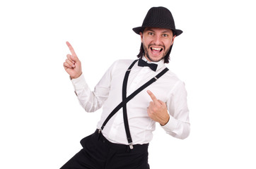 Young gentleman with hat isolated on white