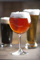 Different glasses of beer