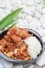 Sticky rice with fried pork