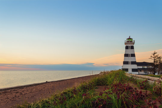 West Point Lighthouse at dusk