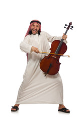 Arab man playing musical instrument