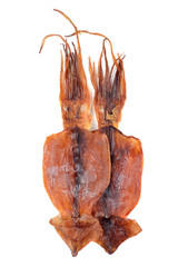 Dried squid on white background