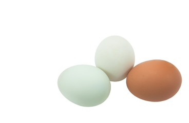 Eggs, assorted colors on a white background.