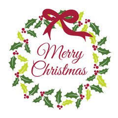 Christmas Card with wreath vector design illustration.EPS 10 & HI-RES JPG Included 