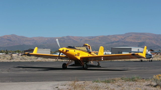 Crop duster agriculture aircraft on runway parking ramp HD 3470